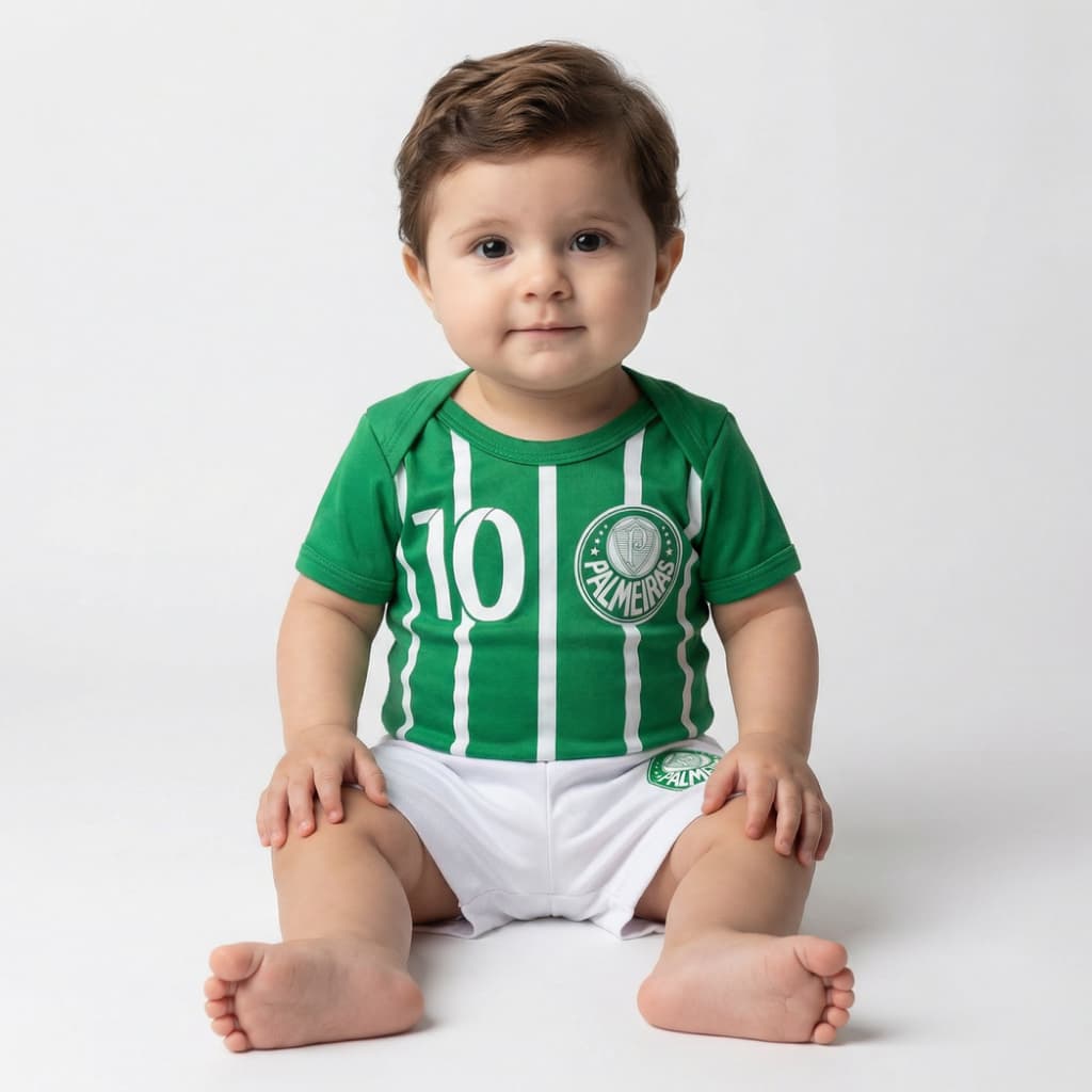 Body Infantil Palmeiras Menino baby e Short Infantil Mesversario Envio Rápido Promoção