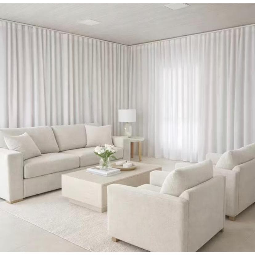 Cortina Linho Gaze com Forro Blackout 80% 6,00 m para Trilho Suíço Duplo Max