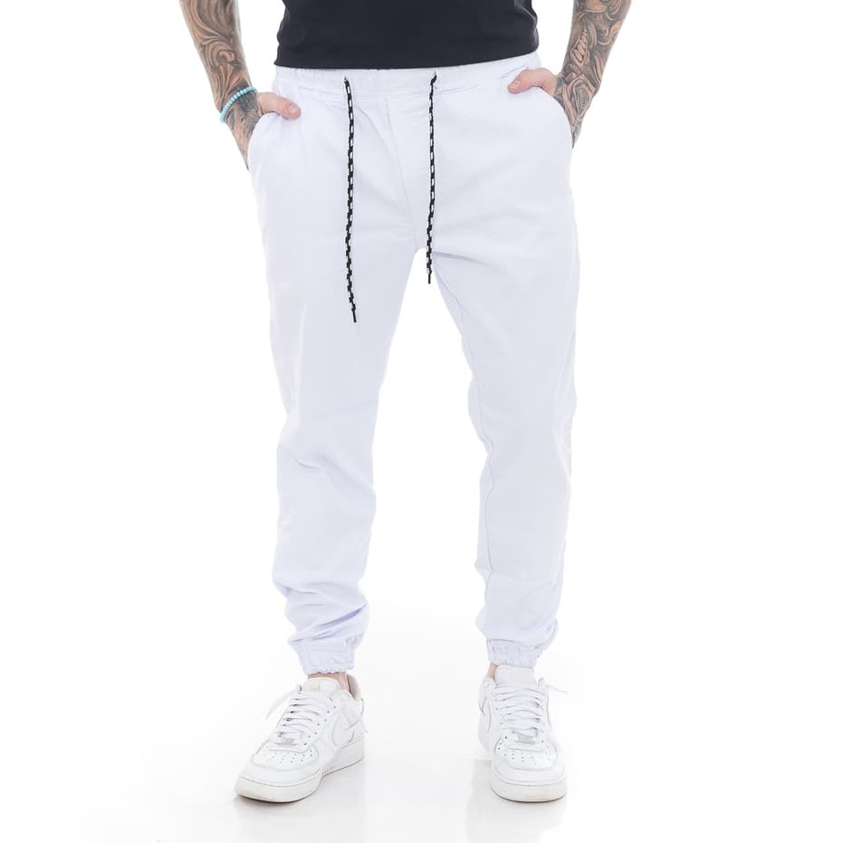 Calça Masculina Jogger Branca Premium Com Punho Elástico Cordão Ajustável Conforto Estilo Versatilidade Urbana