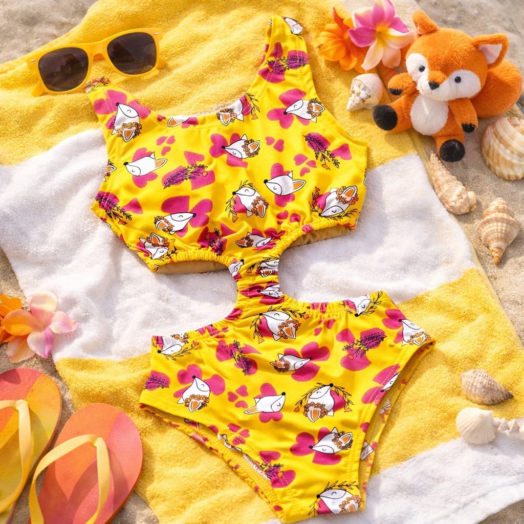 Maiô Infantil Luxo Cava Central Estampado Moda Praia Conforto e Estilo Natação Alta Qualidade