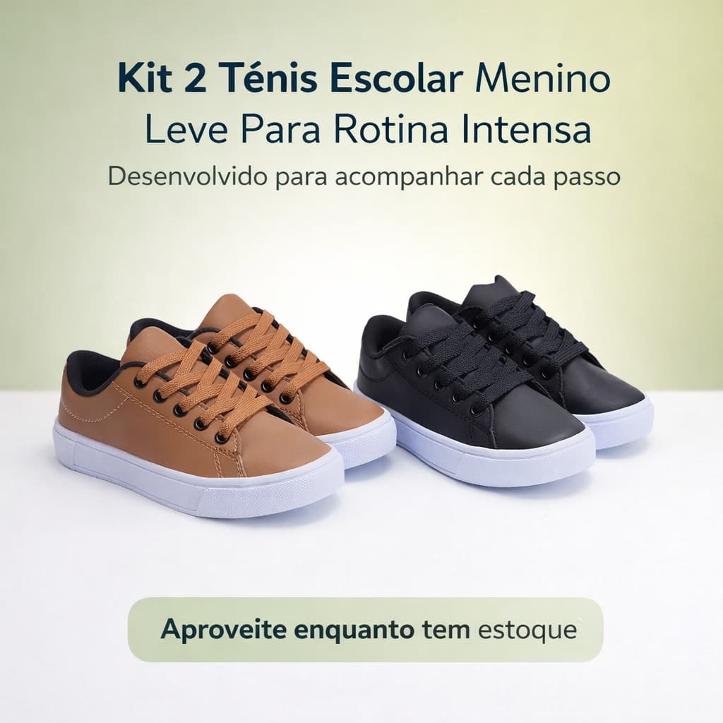 Kit 2 Tênis Menino Para Rotina | Leve e Macio Para Cada Passo Do Seu Filho | APROVEITE AGORA!