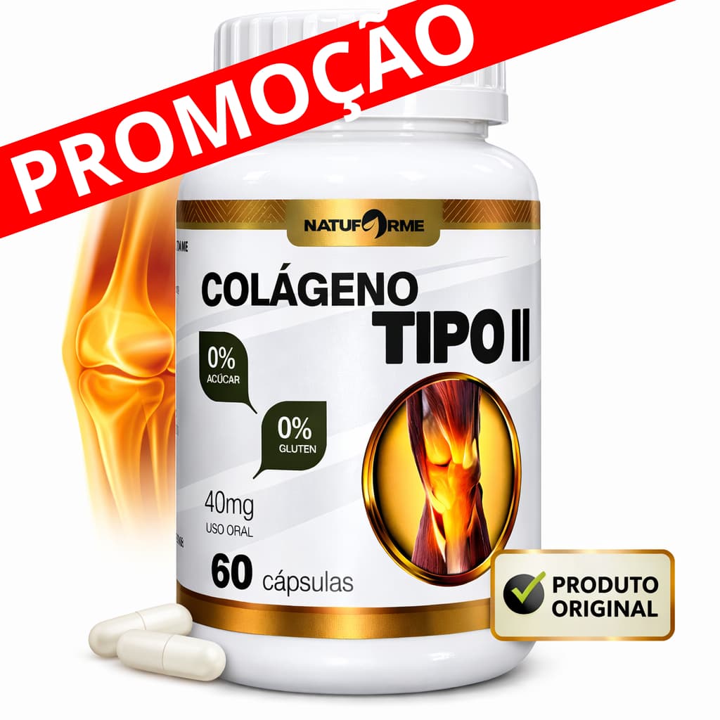 Colágeno Tipo 2 Não Desnaturado Não Desnaturado 60 Cápsulas - (POTE PARA 2 MESES DE CONSUMO)