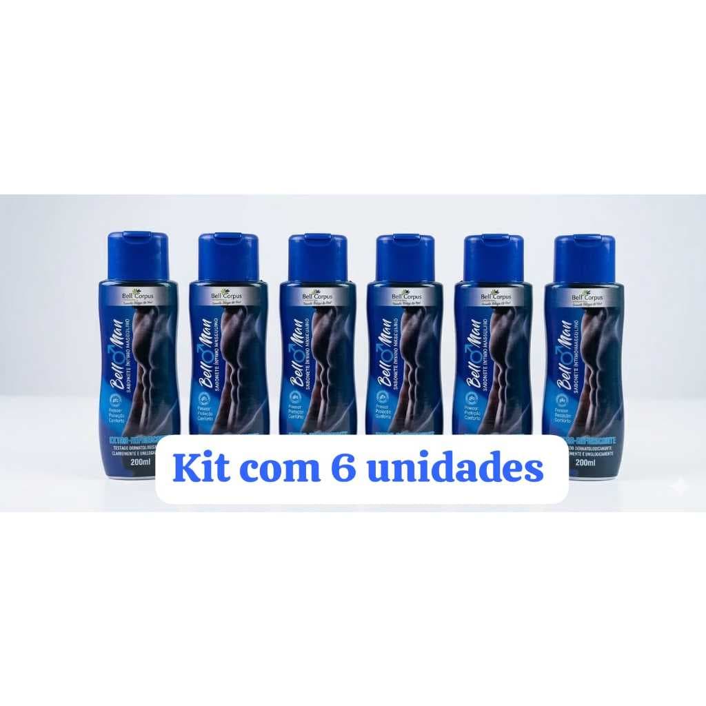 Kit com 6 unid Sabonete Íntimo Masculino Bell Man - ORIGINAL Bell Corpus 200ml- extra refrescante