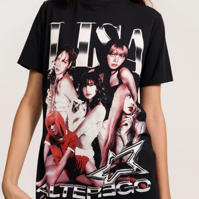 Camiseta Feminina  Estampa Fãs Lisa Alter K-POP Tendência T-Shirt "Alter Ego