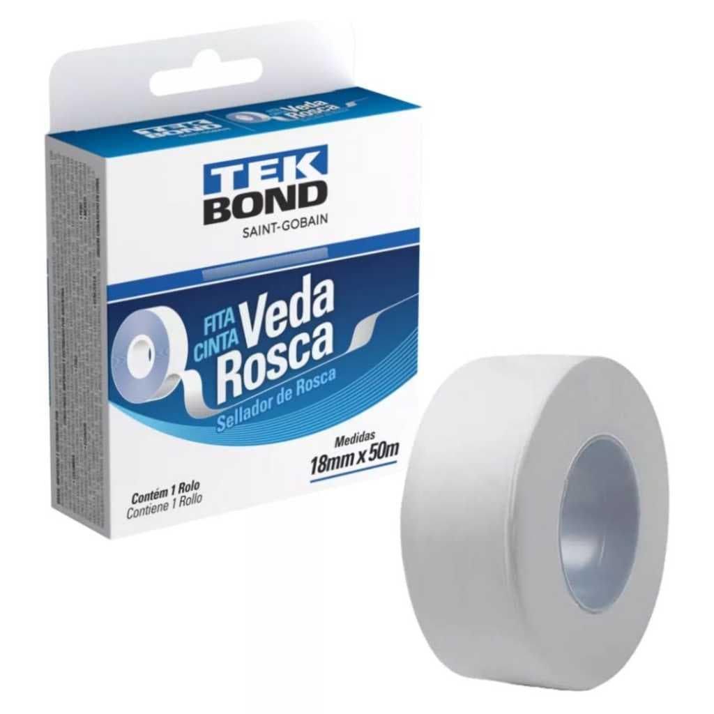Fita Veda Rosca 18mm x 10mt / 18mm x 25mt - Tek Bond