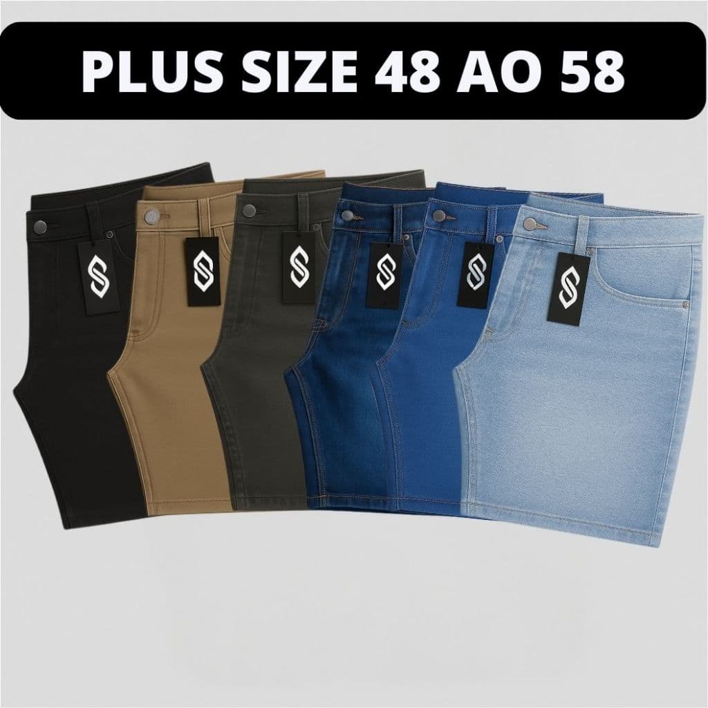 Kit 6 Bermuda Jeans Masculina Plus Size Sarja Extra 48 ao 58 Xg