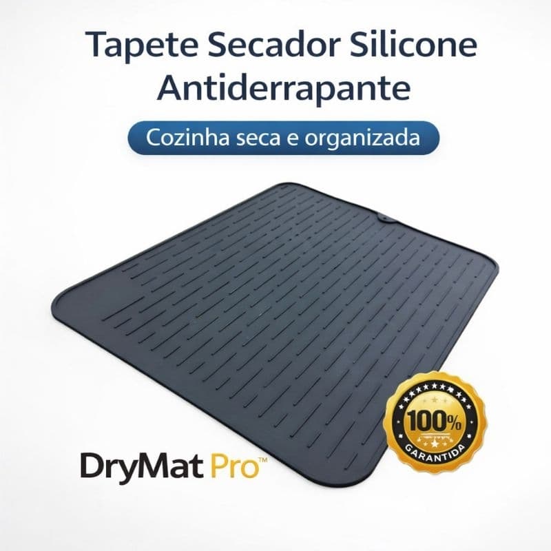 DryMat Pro™ – Tapete Secador de Louça Silicone Antiderrapante Premium Antiderrapante Escorredor Cozinha Pia Seca