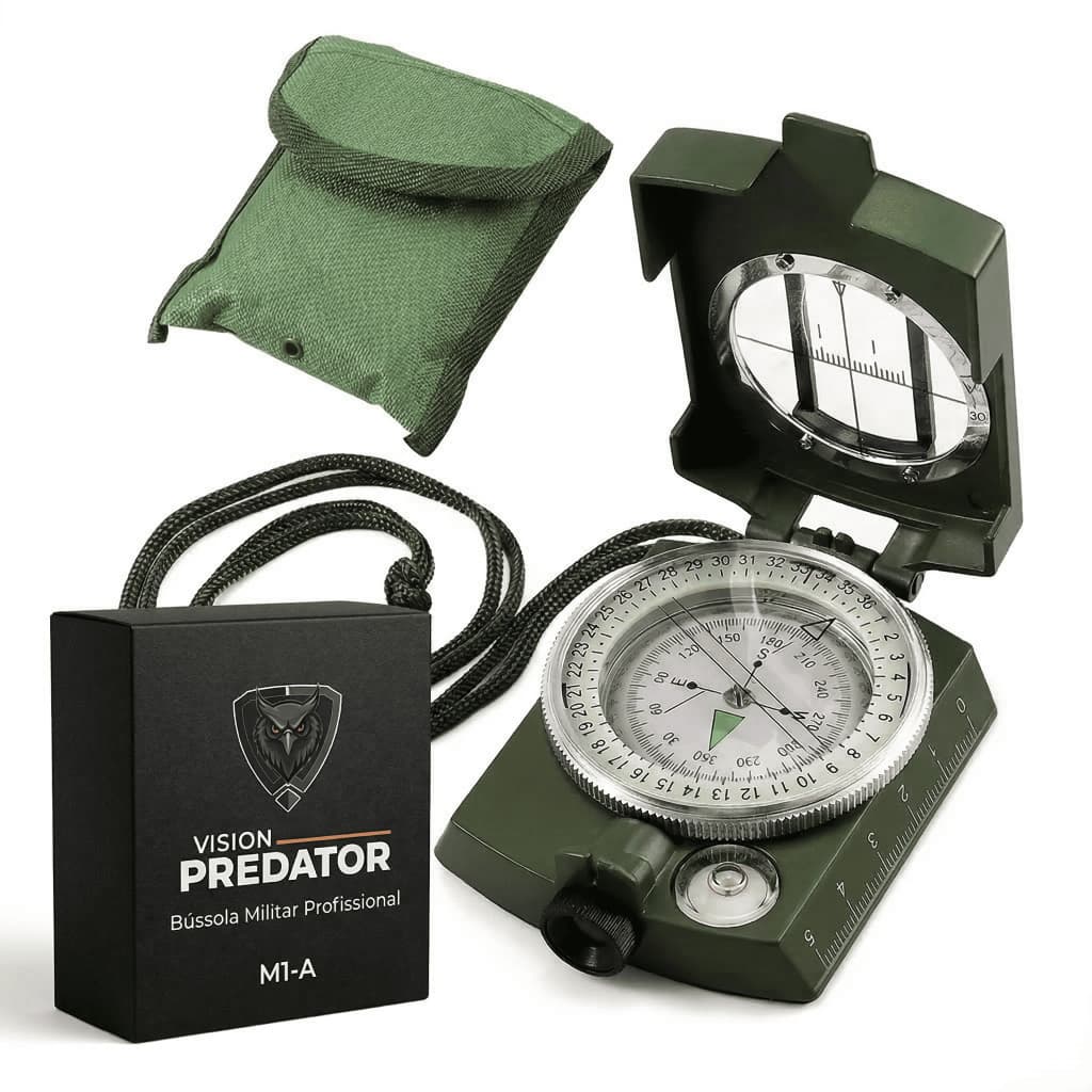 Bússola Militar Tática Metal Profissional Bolsa Escalimetro com Capa Verde