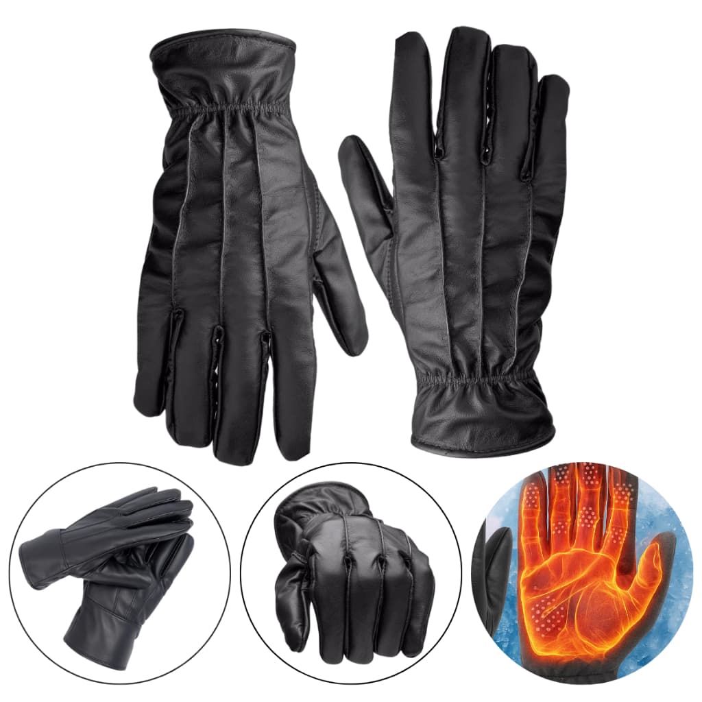 Luva Adulto Moto Masculina Feminina Para Motoqueiro Couro Sintético Forrada Preta Reforçada Tam G ao GG