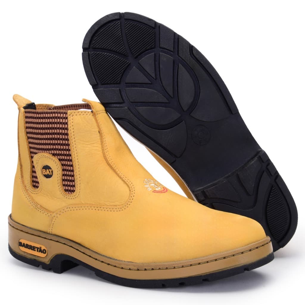 Bota Botina Masculina Couro Legitimo Fosco Country Chelsea Conforto Milho Castanho Claro