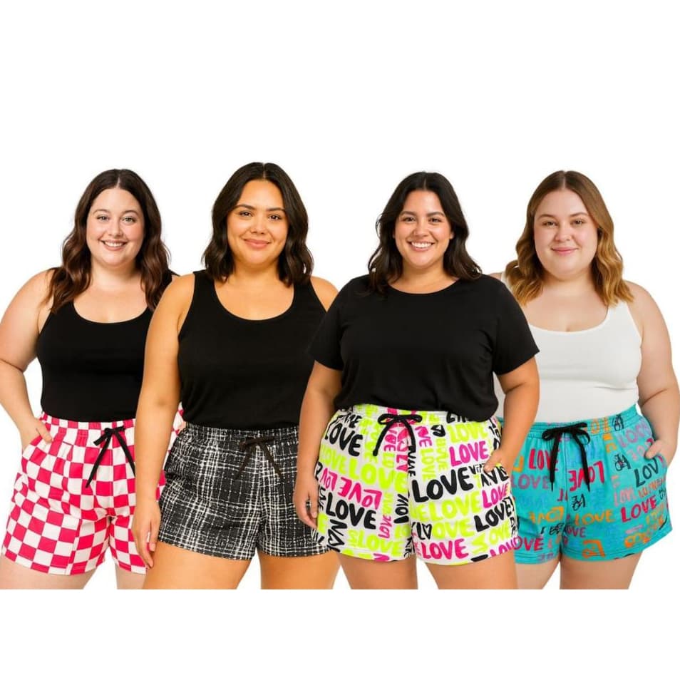 Kit 5 Shorts Femininos Estampados Sortidos Ideal para o dia a dia com Conforto P M G G3