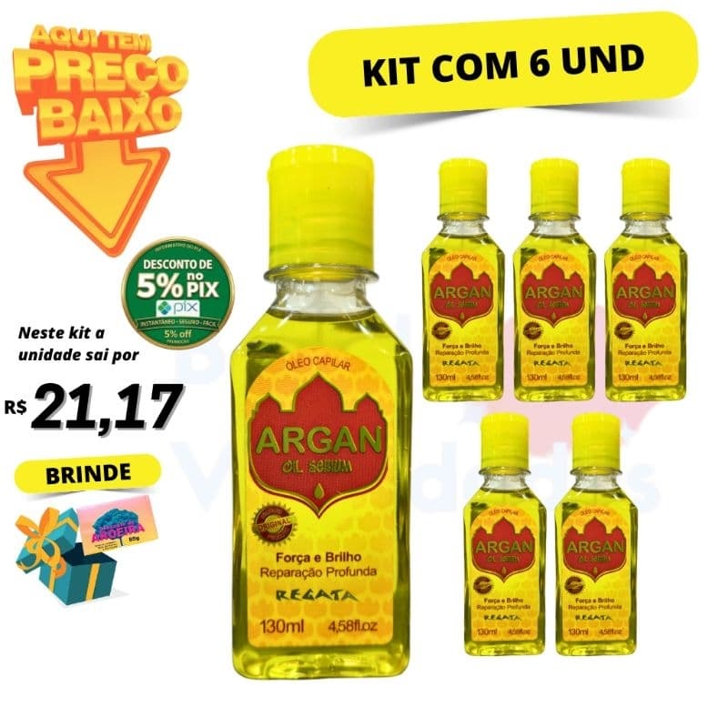 Kit com 6 Óleo de Argan Regata 130ml