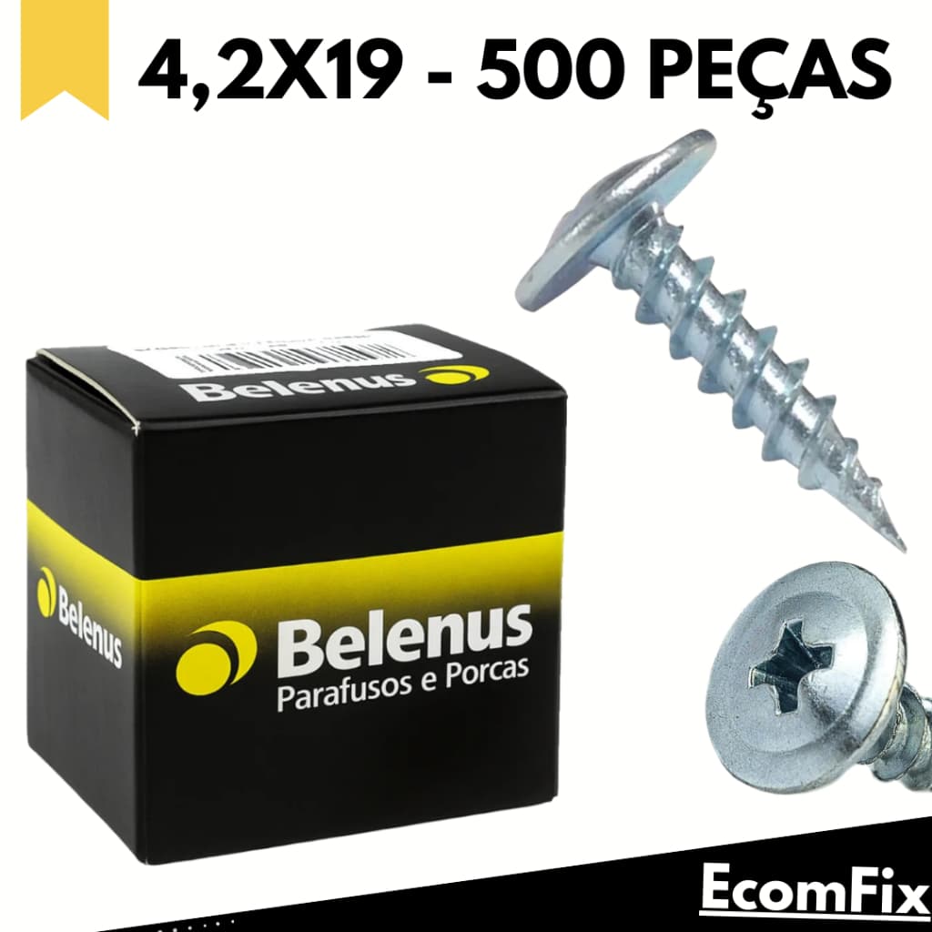 Parafuso Ponta Agulha Para Forro De Pvc 4,2x19 Caixa Com 500 Peças - BELENUS
