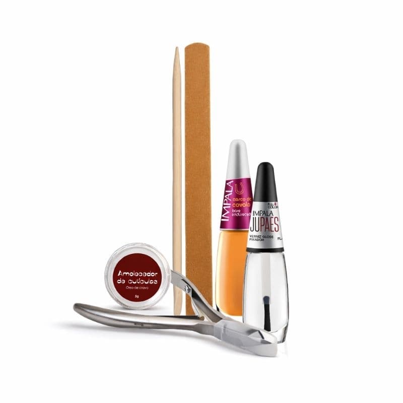 Kit de Unhas, Manicure | Alicate, Lixa, Amolecedor de Cutículas e Bases | Prático e Portátil