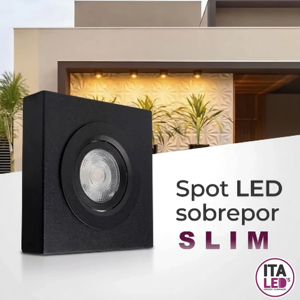 Kit 4 Luminária Spot Led Sobrepor Slim Para Beiral 5w Preto Branco Quente 3000k Bivolt