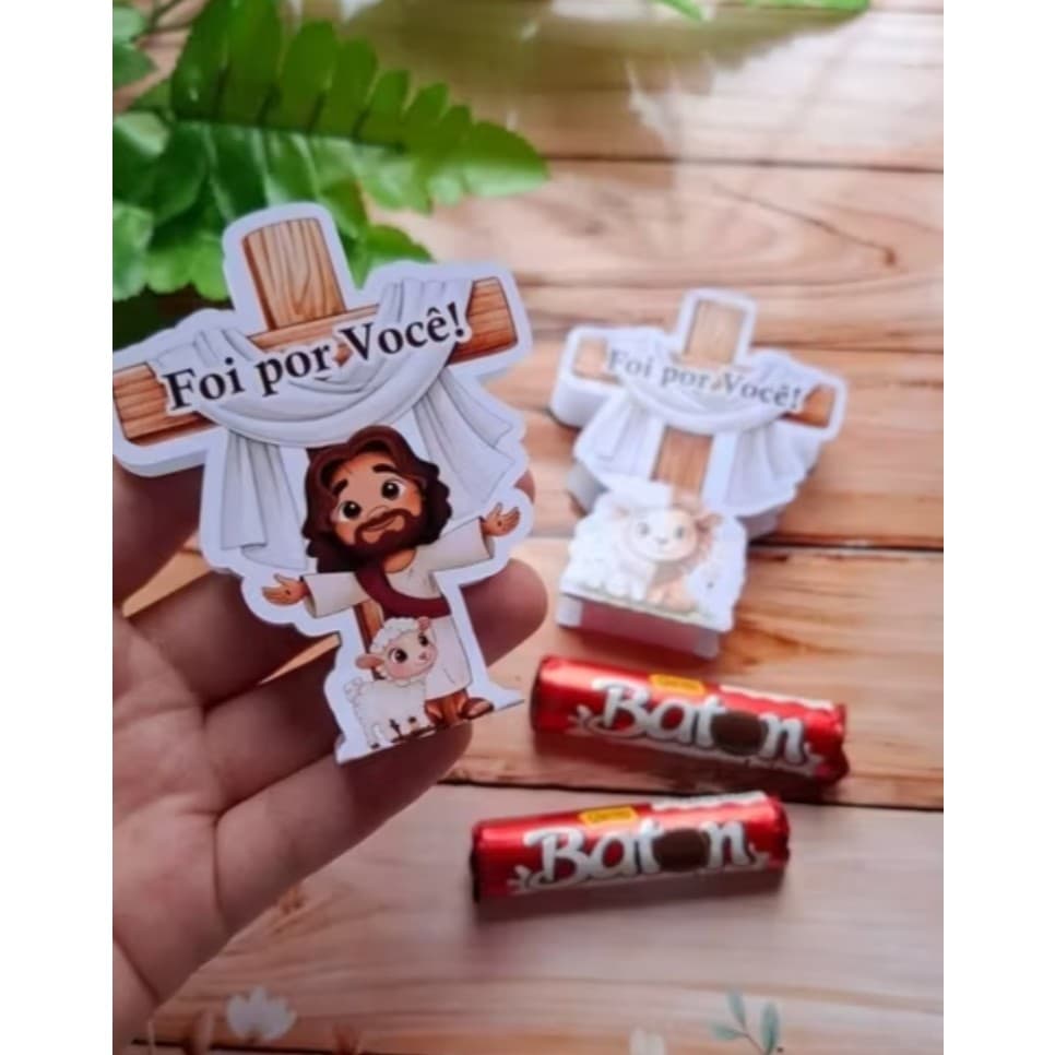 Porta Bis Páscoa Cristã | Kit 20 Tag Lembrancinha Páscoa Cristã | Mimo Páscoa Cristã Cruz | Ele Vive | Envio Imediato