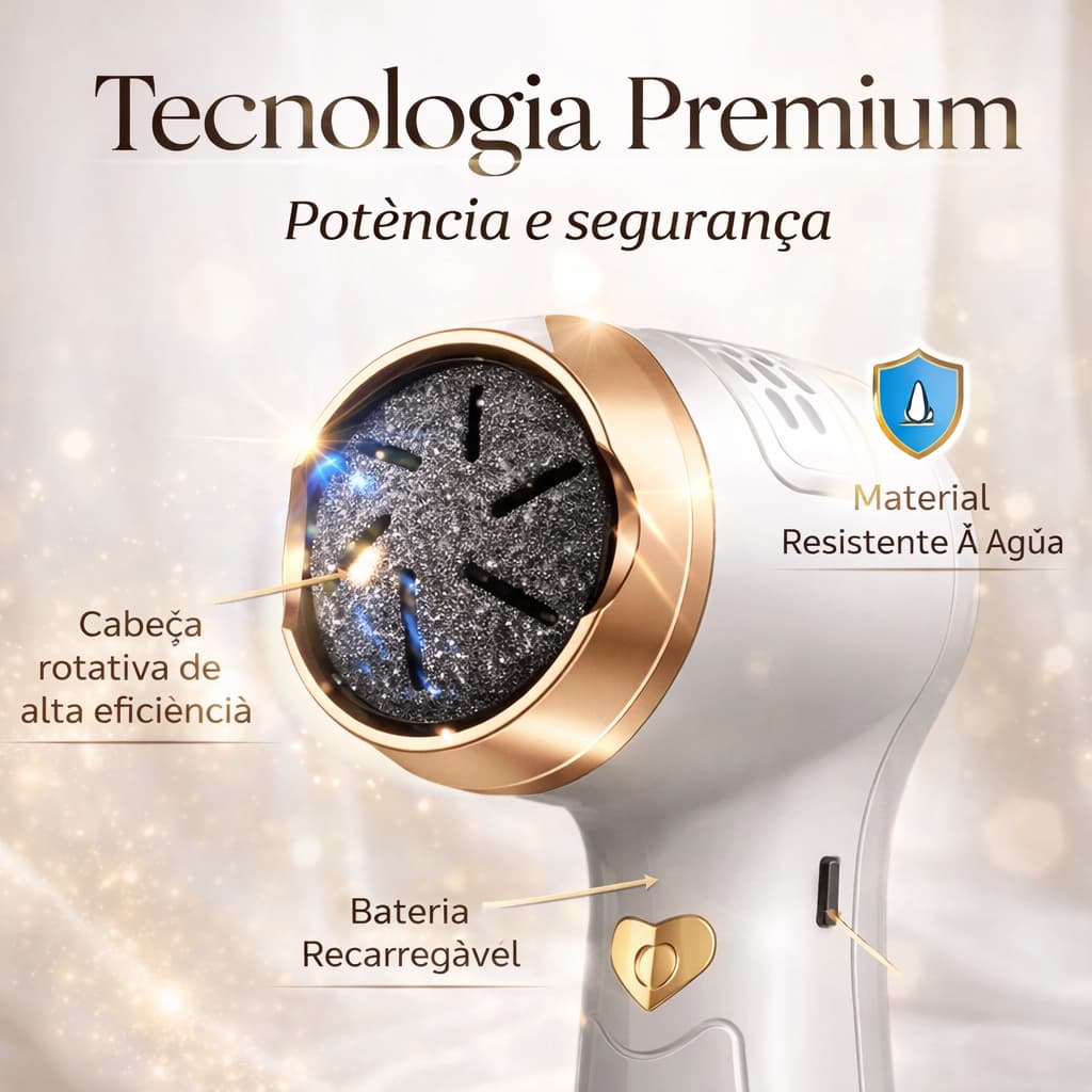 Esfoliador Elétrico Portátil Removedor de Calos e Pés Lisos
