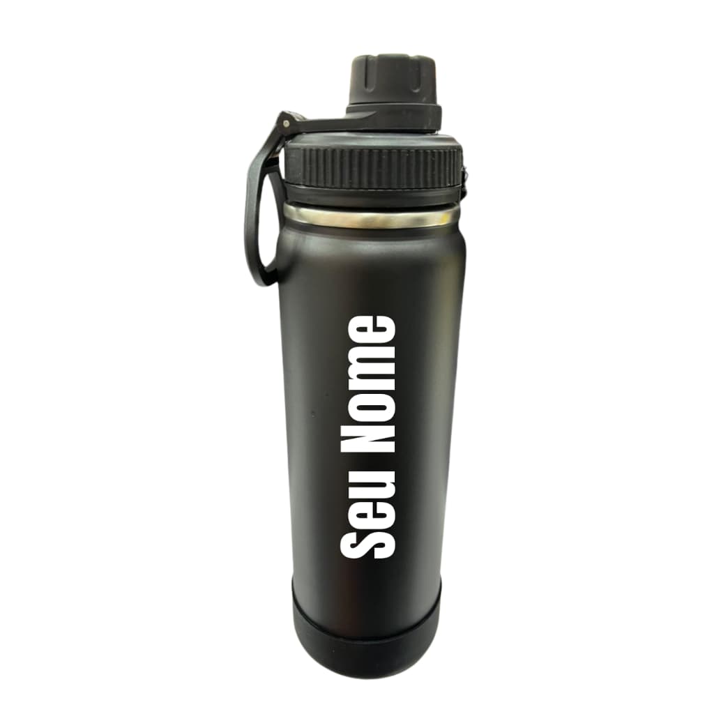 Garrafa Térmica Personalizada 800ml Inox Com Nome Alça Retrátil