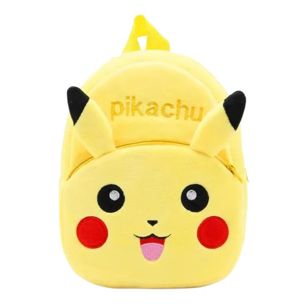 Mochila Infantil Pikachu amarela, Pelúcia Macio e confortável Com tema Pokémon 23cm