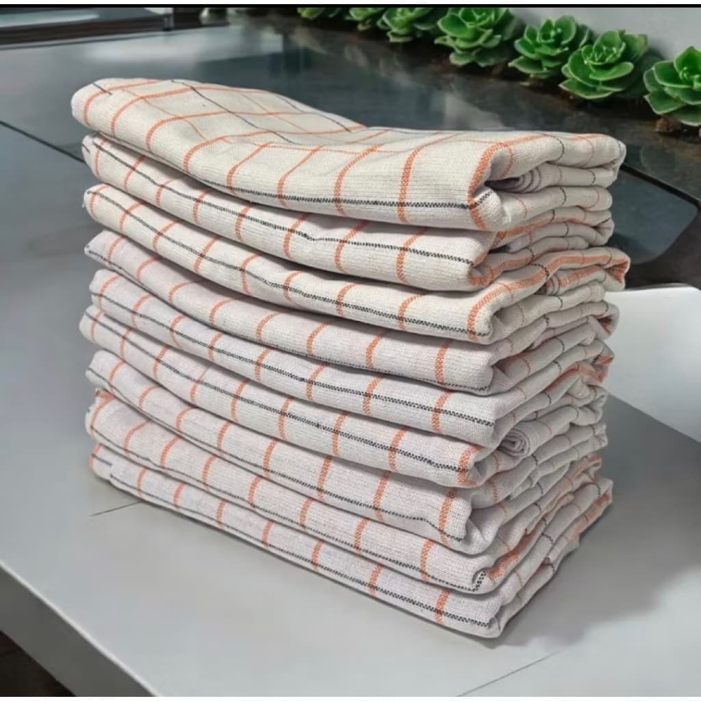 Panos de Prato Xadrez Grosso Kit 10 Estampado Algodão Grande 44x65 Alta Absorção Pano de Copa Cozinha Limpeza Doméstica