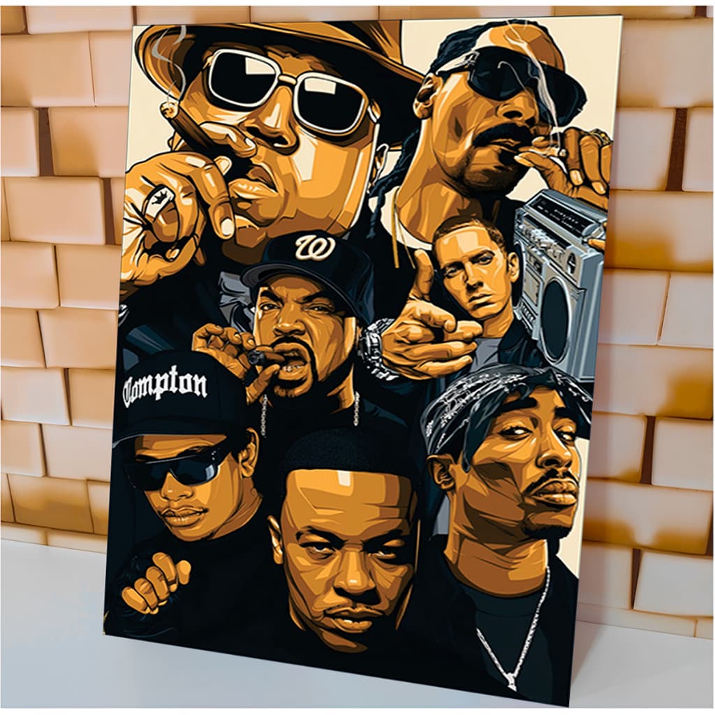 Quadro Decorativo Rappers CAntores 50cent Two Pack Snoop Dogg The Notorious B.I.G.