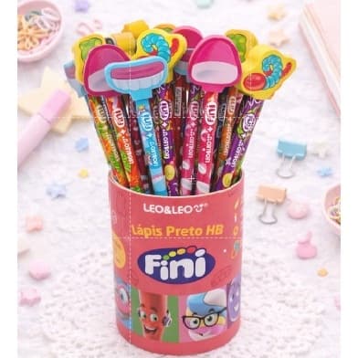 Lápis de Escrever HB Fini com Borracha na Ponta Papelaria Fofa Leo&leo
