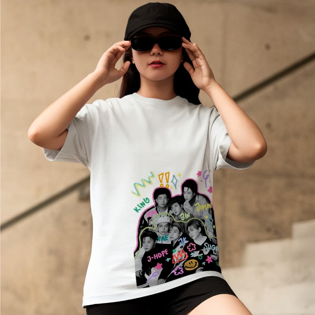 Camiseta BTS Kpop Unissex Fã Club 100% Algodão Premium