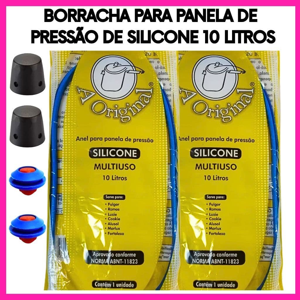 Borracha Panela de Pressão 10 Litros + Válvula + Peso Silicone - 6 Peças