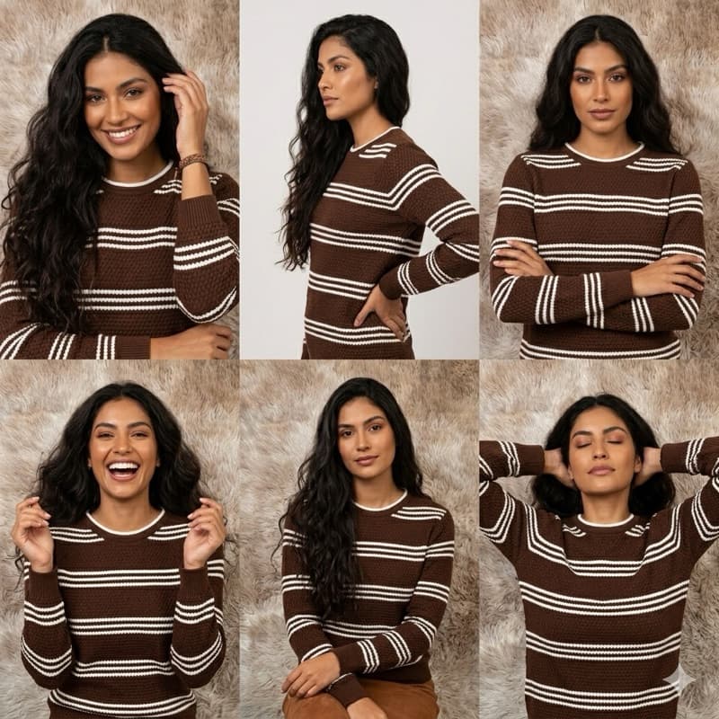 Blusa Feminina Tricot Modal Listrada Manga Longa Inverno