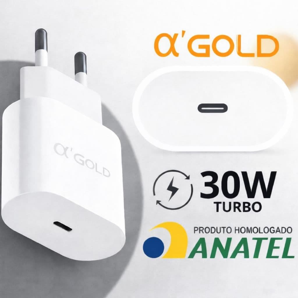 Fonte Carregador Turbo Tipo C 30w ORIGINAL A'Gold Compatível Samsung A30 A70 Note 10 S10 S20Fe M32