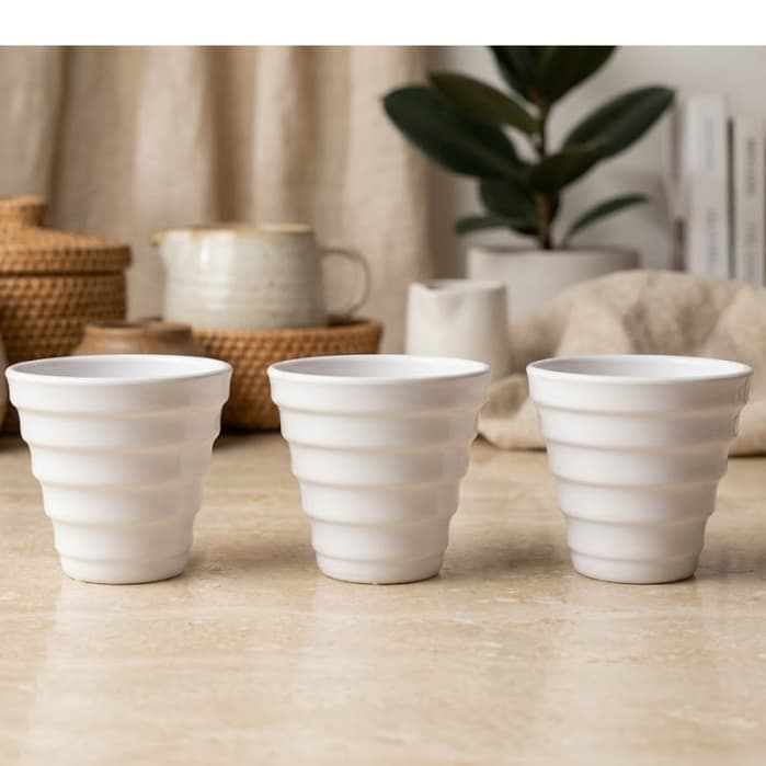 Kit 3 Vasinhos para Suculenta Artificial Branco Redondo Lembrancinhas Festa Decoração Cachepô