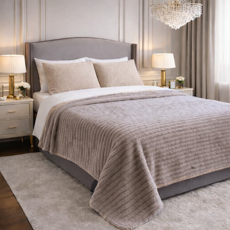 Cobertor Queen Grosso Canelado Macio Grande 2,20x2,40 Encorpado 400g Coberta Decoração Inverno Sofá