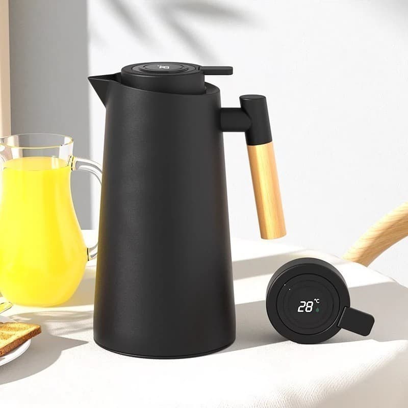 Garrafa Térmica 1 Litro Com Termômetro Led Para Chás / Café Design Moderno quente até 24h maquina