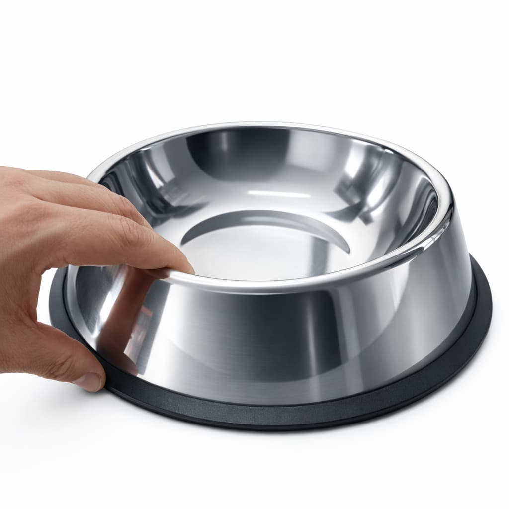 Comedouro Inox Simples com Base Antiderrapante 18cm