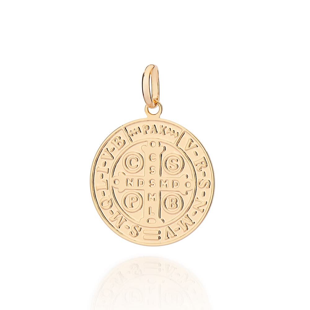 Medalha São Bento Com Oração Rommanel Folheada A Ouro 542860 Cor Dourado