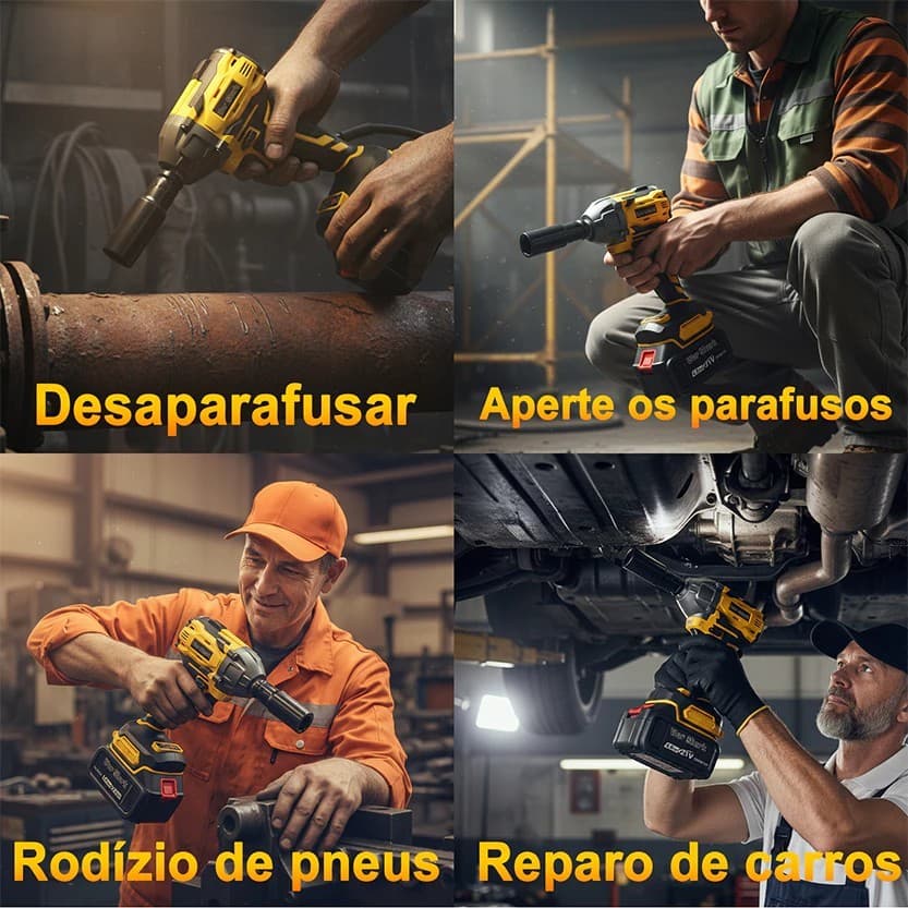 Kit Profissional sem Fio Chave Impacto Furadeira Impacto Esmerilhadeira Angular Brushless c Maleta.