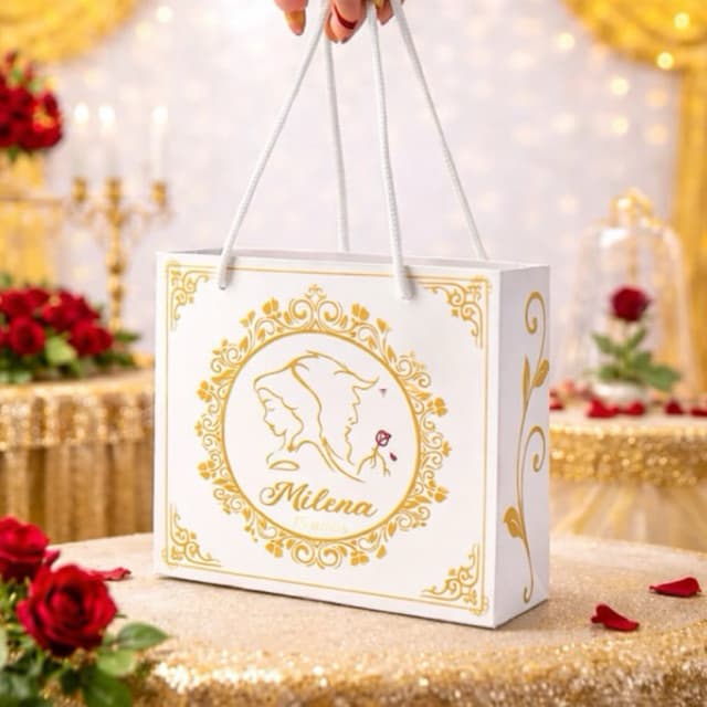 Sacolinha Personalizada 15 anos | A Bela e a Fera | Lembranchinja | Mimo | Sacola | 15 anos | Debutante