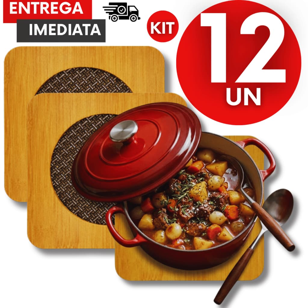 Kit Descanso Quadrado 14,5CM Panela Bambu Prático Protege a  Mesa Casa Buffet Utensílios Cozinha