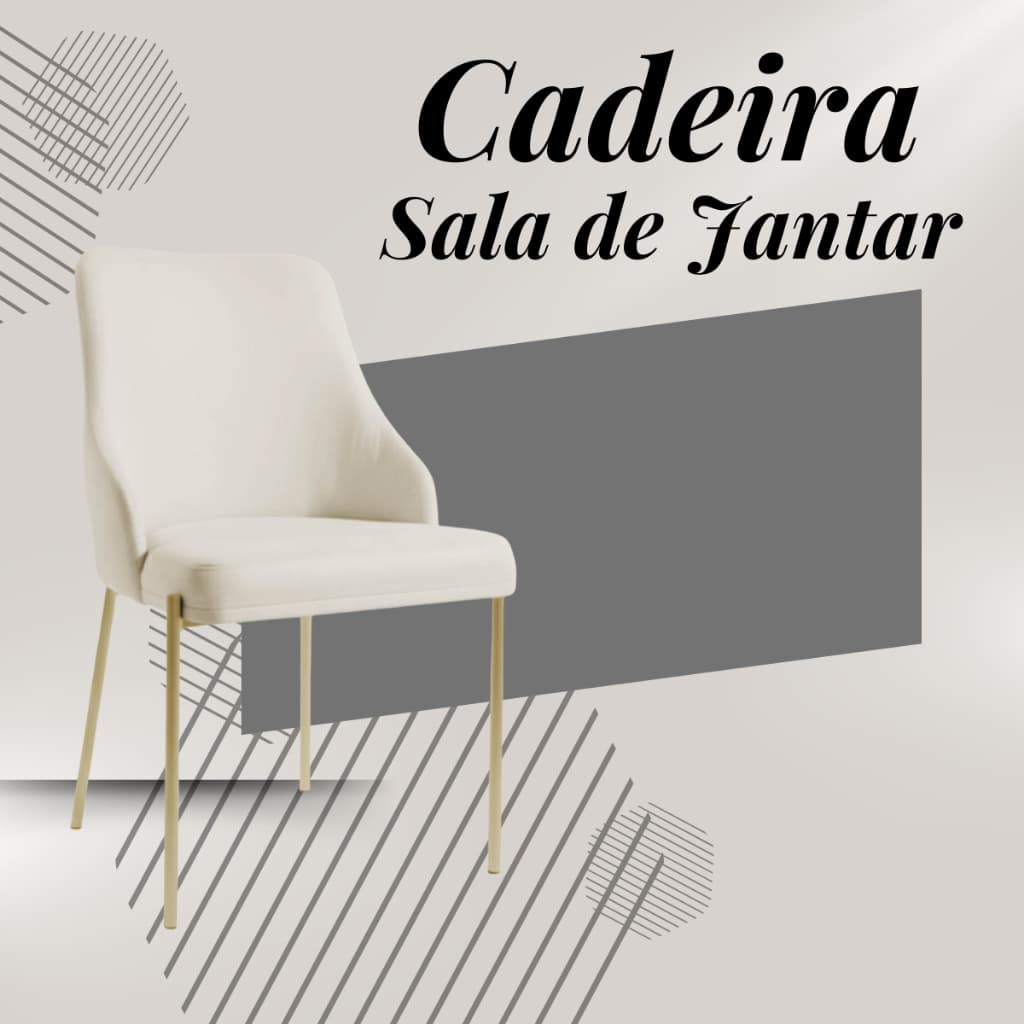 Cadeiras para Sala de Jantar Cozinha Mesa - Cadeira Aurora Sala de Jantar Base de Ferro Dourado