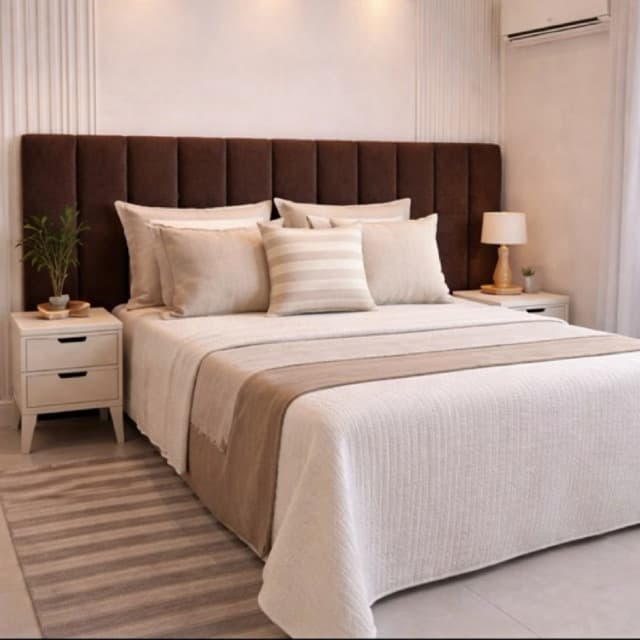 Cabeceira Estofada Completa para Cama -  Autocolante aveludado 20x45 Placas para Instalação com Fita