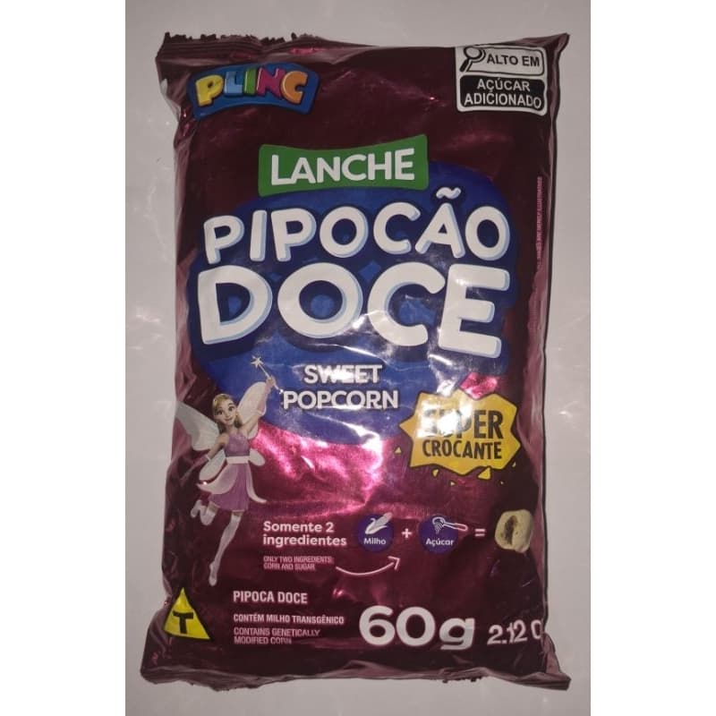Pipocão doce plinc super crocante.10 unidades 60g.festa