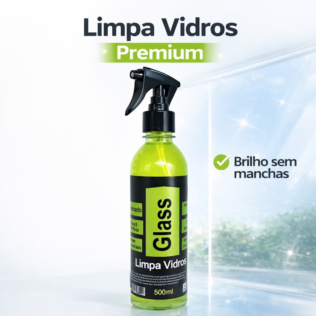 Limpa Pulverizador Vidros Spray 500ml – Brilho Sem Manchas, Secagem Rápida, Ideal Para Vidros e Espelhos