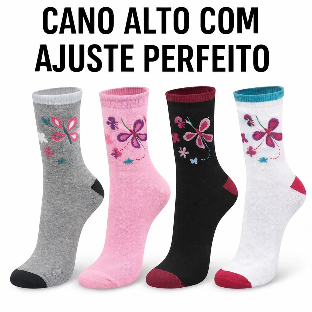 Kit 48 e 24 meias cano longo feminina varios modelos cano curto soquete feminina