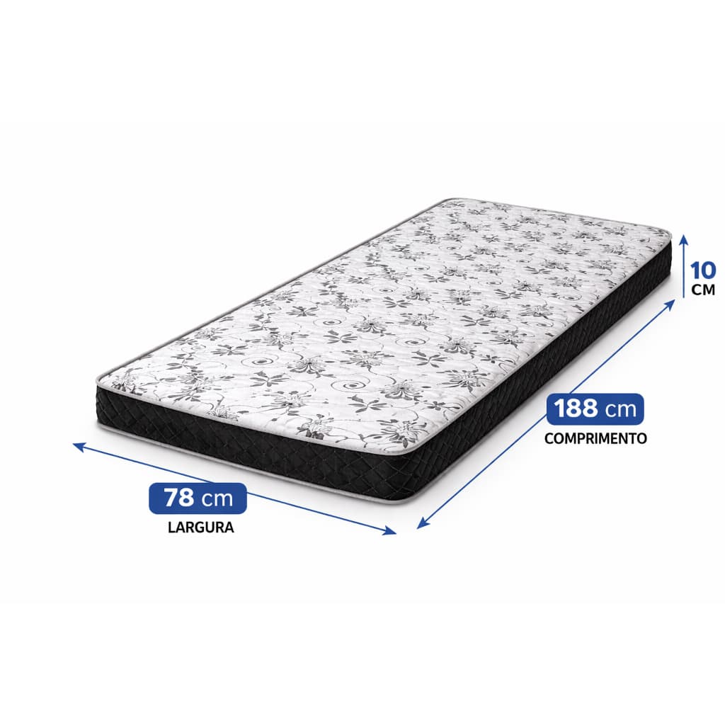 Colchão Solteiro D28 188x78x10cm Conforto Ortopédico Alta Durabilidade