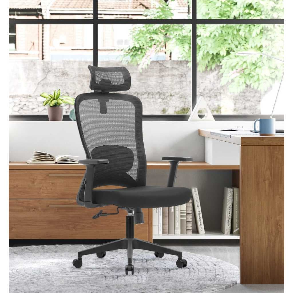 Cadeira Executiva Ergonômica Mesh Respirável Apoio Cabeça Braços Reguláveis