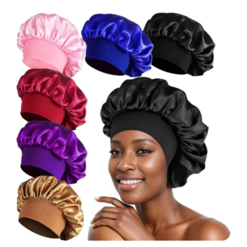 Touca de Cetim premium Anti Frizz faixa larga para dormir cozinha banho não marca não aperta Sortida