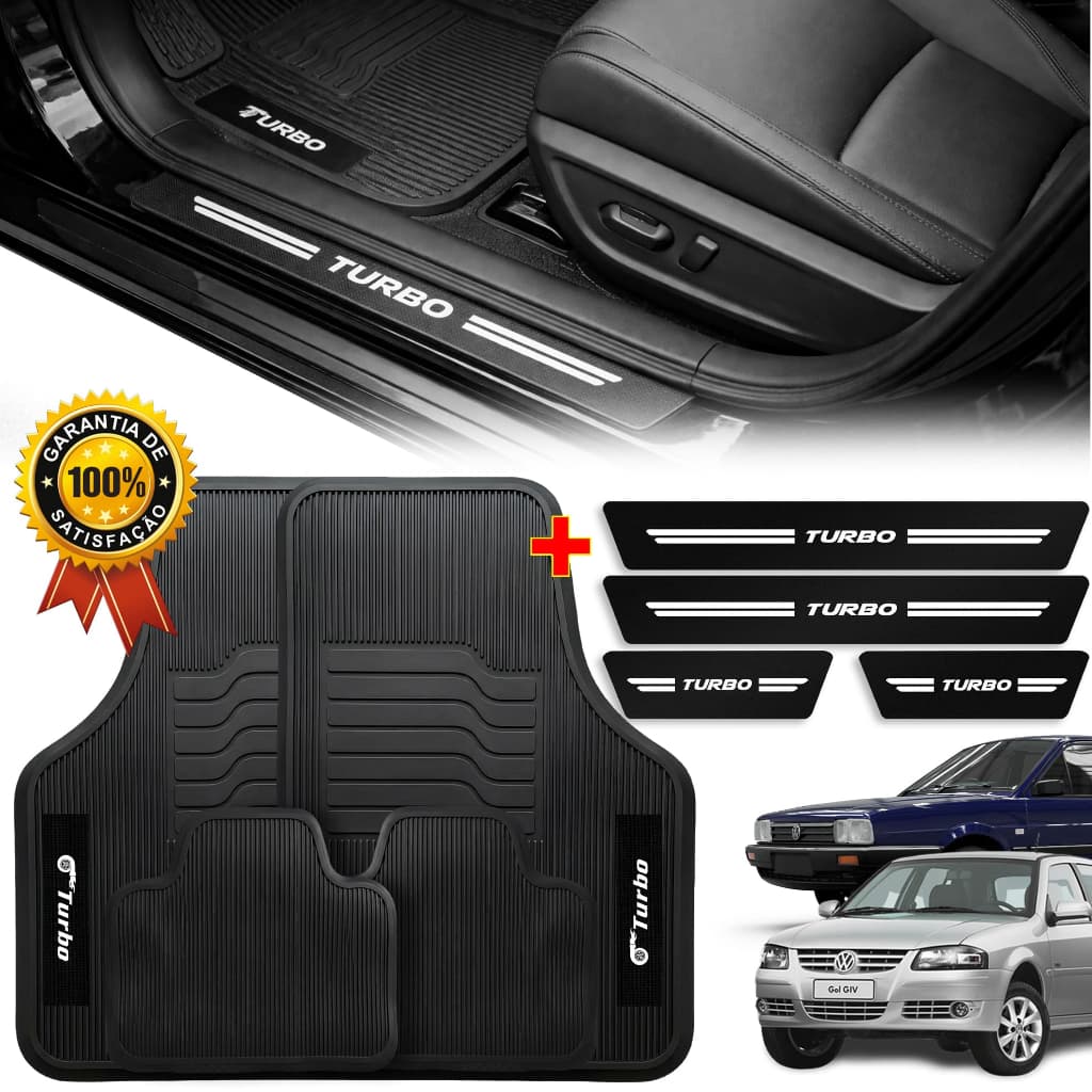 Kit tapete automotivo emborrachado com soleira proteção carro interior completo