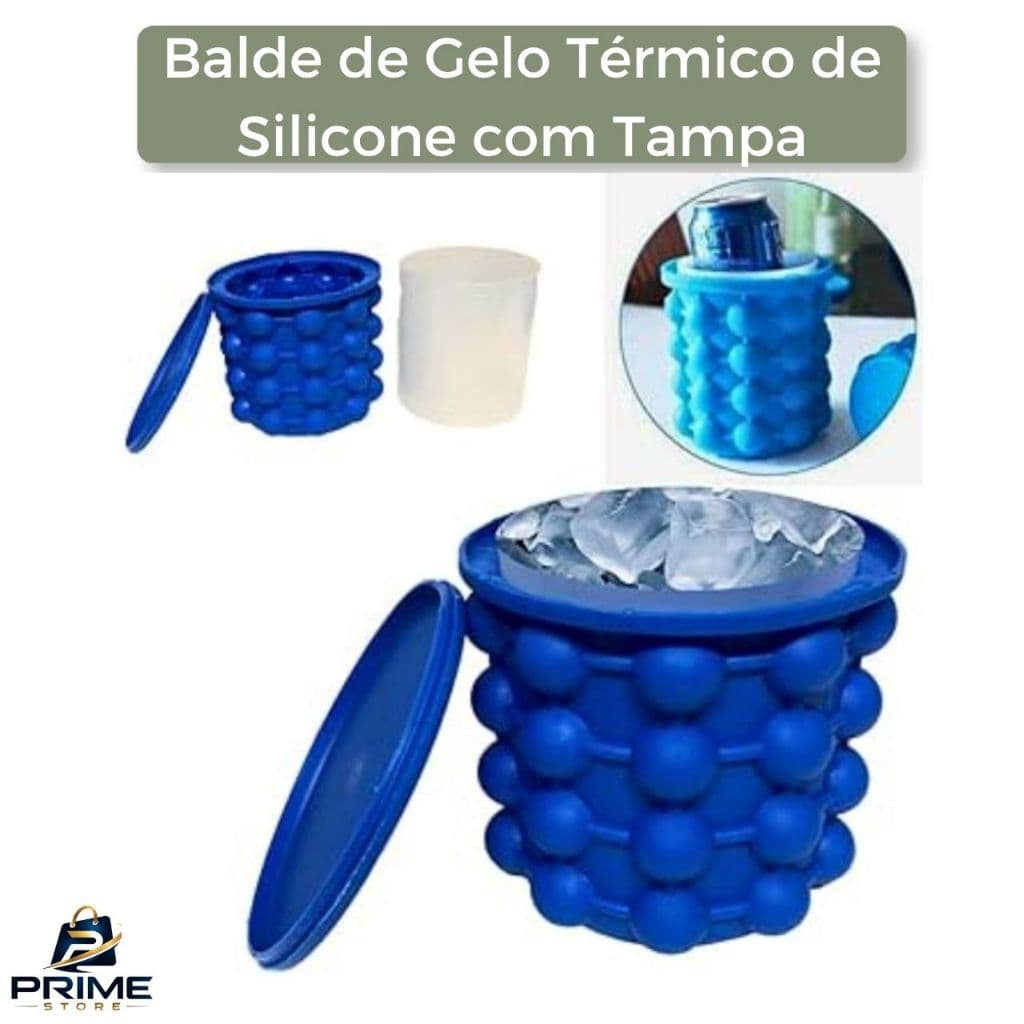 Balde de Gelo Térmico de Silicone com Tampa: Gelo Fácil e Sem Cheiro, Design Compacto que Economiza Espaço!
