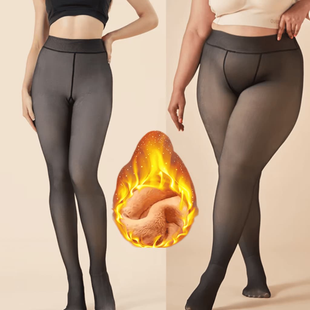 Meia-Calça Térmica Forrada Peluciada Translúcida de Lã Feminina Super Elástica Slim e Plus Size
