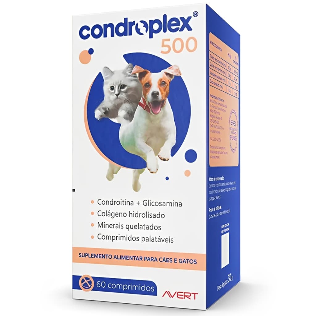 Condroplex 500 para Cães 60 Cápsulas Suplemento Articular